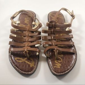 4/$20 - Sam Edelman Brown Strappy Flat Sandals